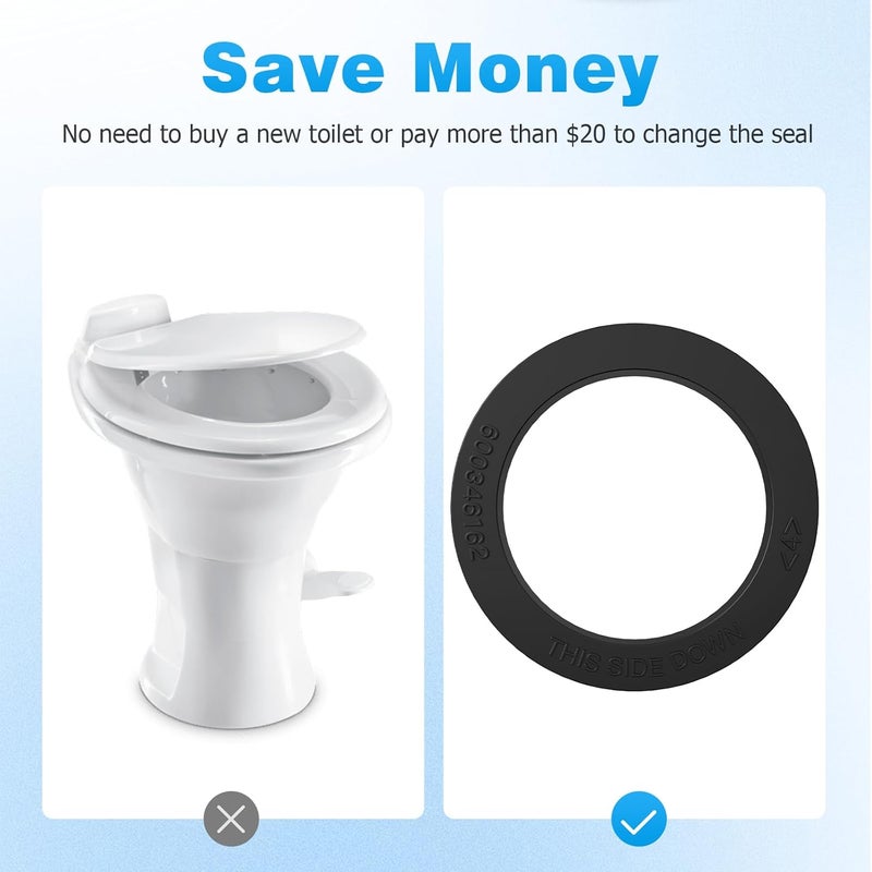 Tecreddy RV Toilet Seal, 3" Socket Floor Flange Kit Replacement for Dometic 300 310 320 RV Toilets, 385345892 Flange 385311658 Flush Ball Seal and 385311652 Base Seal Gasket - Image 3
